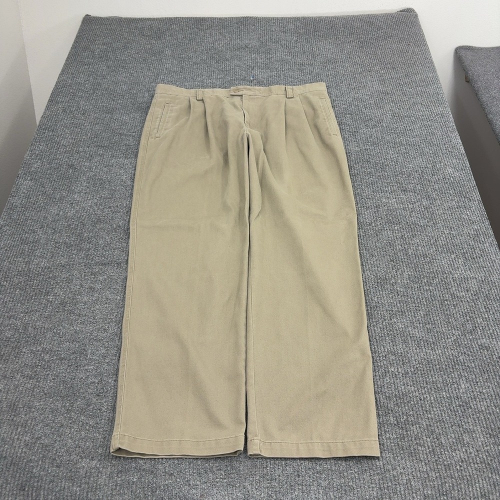 Vintage Dockers Khakis Pants Mens 42x32 Tan Cotton Pleated Relaxed Fit Casual